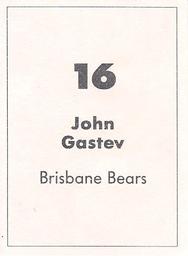 1990 Select AFL Stickers #16 John Gastev Back
